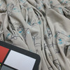 Embroidered Fern on Beige Stretch Knit Fabric
