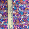 Purple Shadow Stripe floral silky print | pink, orange, white and teal flowers | 45 " wide | 100% polyester Fabric