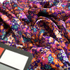 Purple Shadow Stripe floral silky print | pink, orange, white and teal flowers | 45 " wide | 100% polyester Fabric