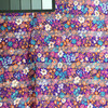 Purple Shadow Stripe floral silky print | pink, orange, white and teal flowers | 45 " wide | 100% polyester Fabric