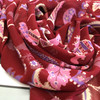 Burgundy Floral Poly Chiffon Print | Pink, Purple and Ivory Leaves in Scroll | 45" Wide | 100% Polyester Fabric