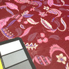 Burgundy Floral Poly Chiffon Print | Pink, Purple and Ivory Leaves in Scroll | 45" Wide | 100% Polyester Fabric