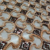Tan on Brown Mesh Sequined Lace Overlay Fabric | Geometric Motif | Special occasion | Clothing and Apparel | 45 inch Wide | Sold By the Yard