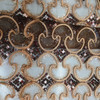 Tan on Brown Mesh Sequined Lace Overlay Fabric | Geometric Motif | Special occasion | Clothing and Apparel | 45 inch Wide | Sold By the Yard