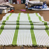 Citron Green and White Stripes | Porter Stripes in Lime by BELLA-DURA | Latex Backed | Indoor / Outdoor Fabric | WATER RESISTANT | 54" Wide | BTY