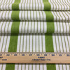 Citron Green and White Stripes | Porter Stripes in Lime by BELLA-DURA | Latex Backed | Indoor / Outdoor Fabric | WATER RESISTANT | 54" Wide | BTY