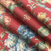 Semi-Sheer Antique Striped Floral | Red / Blue / Green | Sheer Lightweight Drapery Fabric | 54" Wide | By the Yard
