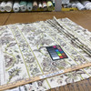 Satin Stitch in Putty | Ikat Striped Floral in Green / Taupe / Off-White | Upholstery / Drapery Fabric | Braemore | 54" Wide | By the Yard
