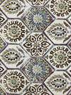 Summer Breeze in Stone | Bohemian Hexagons in Purple / Brown / Green / Grey | Upholstery / Drapery Fabric | P/Kaufmann | 54" Wide | By the Yard