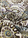 Summer Breeze in Stone | Bohemian Hexagons in Purple / Brown / Green / Grey | Upholstery / Drapery Fabric | P/Kaufmann | 54" Wide | By the Yard