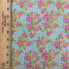 Rose Floral Quilting Fabric | Light Blue / Pink / Green | 100% Cotton | 44" Wide | By the Yard