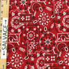 Bandana Design Quilting Fabric | Red / White / Black | 100% Cotton | 44" Wide | By the Yard