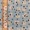 Dogs and Paws Quilting Fabric | Light Blue / White / Black / Red | 100% Cotton | 44" Wide | By the Yard