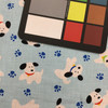 Dogs and Paws Quilting Fabric | Light Blue / White / Black / Red | 100% Cotton | 44" Wide | By the Yard