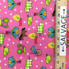 100% Cotton Quilting Fabric | Farm Animals in Pink Cows, Pigs, Horses, Birds | 44" Wide | By The Yard