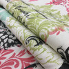 Paris Travel Damask in Green / Pink / Blue / Black | Upholstery / Drapery Fabric | 54" Wide | By the Yard