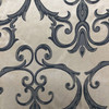 Scrollwork Black and Tan | Upholstery / Drapery Fabric | Poly Satin | 54" Wide | By the Yard