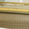 3.9 Yard Piece of Tan Rectangle On Brown Classy Look 54" Upholstery / Drapery Fabric