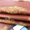 Dark Red Embroidered Damask Faux Leather | Vinyl Fabric | Upholstery / Bag Making | 54" Wide | By the Yard