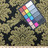 Lotus Damask in Black and Beige | Upholstery / Drapery Fabric | 54" Wide | By the Yard
