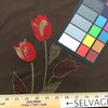 Tulips in Red / Brown | Taffeta | Upholstery / Drapery Fabric | 54" Wide | By the Yard