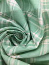 Plaid Print in Mint Green and White | Screen Print Home Decor Fabric | Slipcover | Drapery | By The Yard | 54" Wide
