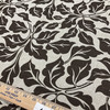 Chocolate Brown Leaf Print on Natural Basketweave Upholstery Fabric | Magnolia Home Fashions | Slipcovers | Drapery | By The Yard 54 inch Wide