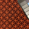 Daisy Circle Geometrics in Orange and  Chocolate Brown | Heavyweight Upholstery Fabric | Slipcovers | Home Decor | By The Yard
