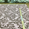 Chocolate Brown Damask Fabric on Pink  Woven Background | Screen Print Home Decor Print | Drapery| By The Yard | 54" Wide