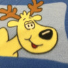 Happy Reindeer on Blue Novelty Polar Fleece Fabric | 100& Polyester | By The Yard | 60 inches wide
