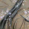 Purple Floral on Black Mesh | Polyester Sheer Stretch Knit Fabric | Clothing and Apparel | By The Yard | 60 inch Wide