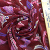 Burgundy Floral Poly Chiffon Fabric  | Pink, Purple Ivory Leaves in Scroll | Clothing and Apparel | By The Yard  45 inch Wide
