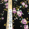 Purple Tipped  Antique Roses | Lightweight Opaque Jersey Knit Stretch Fabric | Clothing and Apparel | By The yard | 60 Inch Wide