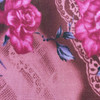 Magenta Roses and Lace Polyester Sheer Mesh Fabric | Jersey Knit Stretch Fabric | Clothing and Apparel | By The Yard | 45 inch Wide