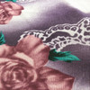 Purple Roses and Lace Polyester Sheer Mesh Fabric | Jersey Knit Stretch Fabric | Clothing and Apparel | By The Yard | 45 Inch Wide