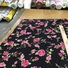 Raspberry Roses on Black | Sheer Polyester Mesh Knit Fabric | Clothing and Apparel | By The Yard | 58"/60" Wide