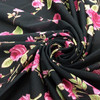 Raspberry Roses on Black | Sheer Polyester Mesh Knit Fabric | Clothing and Apparel | By The Yard | 58"/60" Wide