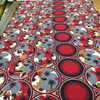 Oriental Floral Circles in Burgundy, Black, Tan, Gray | Poly Cotton Jersey Knit Stretch Fabric | Clothing and Apparel | By The Yard | 60 Inch Wide
