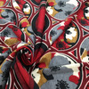 Oriental Floral Circles in Burgundy, Black, Tan, Gray | Poly Cotton Jersey Knit Stretch Fabric | Clothing and Apparel | By The Yard | 60 Inch Wide