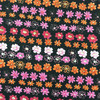 Pink and Orange Daisy Chain On Black | Lightweight Jersey Knit Stretch Fabric | Clothing and Apparel | By the Yard | 60 inch Wide