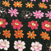 Pink and Orange Daisy Chain On Black | Lightweight Jersey Knit Stretch Fabric | Clothing and Apparel | By the Yard | 60 inch Wide