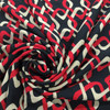 Black/Tan/Red Geometric Lattice Print  Matte Jersey Knit Fabric| Clothing and Apparel Fabric  | By The Yard | 60 Inch Wide