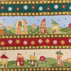 Landscape Border Prints in Green / Red | Marmalade Cottage by Wilmington Prints | Quilting Fabric | 100% Cotton | 44 wide | By the Yard