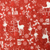 Holiday Reindeer and Gifts Print | White On Red | Quilting Fabric | 100% Cotton | 44 wide | By the Yard | 3  3262
