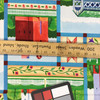 Jim Shore Village Farm Panel 34x44 | Blue / Red / Green | Quilting Fabric | 100% Cotton | 44 wide | By the Panel
