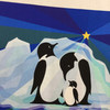 Blue  Polar Bears and Penguins Wall Hanging Panel | Winter Lights Collection | P & B Fabrics | 36 x 44 Inch Panel | 100 % Cotton  | Quilting Panel