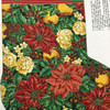Red Poinsettia Floral Christmas Stocking Panel | Cranston Village | 36x44 Inch | 100 % Cotton  | Quilting Panel