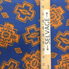 Southwestern Design in Blue and Orange | Quilting Fabric | 100% Cotton | 44 wide | By the Yard