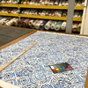 Brushstroke Geo in Royal Blue and White | R-SCALA SAPPHIRE | Upholstery Fabric | Regal Fabrics Brand | 54 inch Wide | By the Yard