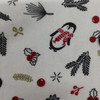 Holiday Penguins in White / Red / Gold / Black | Juvenile Flannel Fabric | 44 Wide | 100% Cotton | By The Yard 153